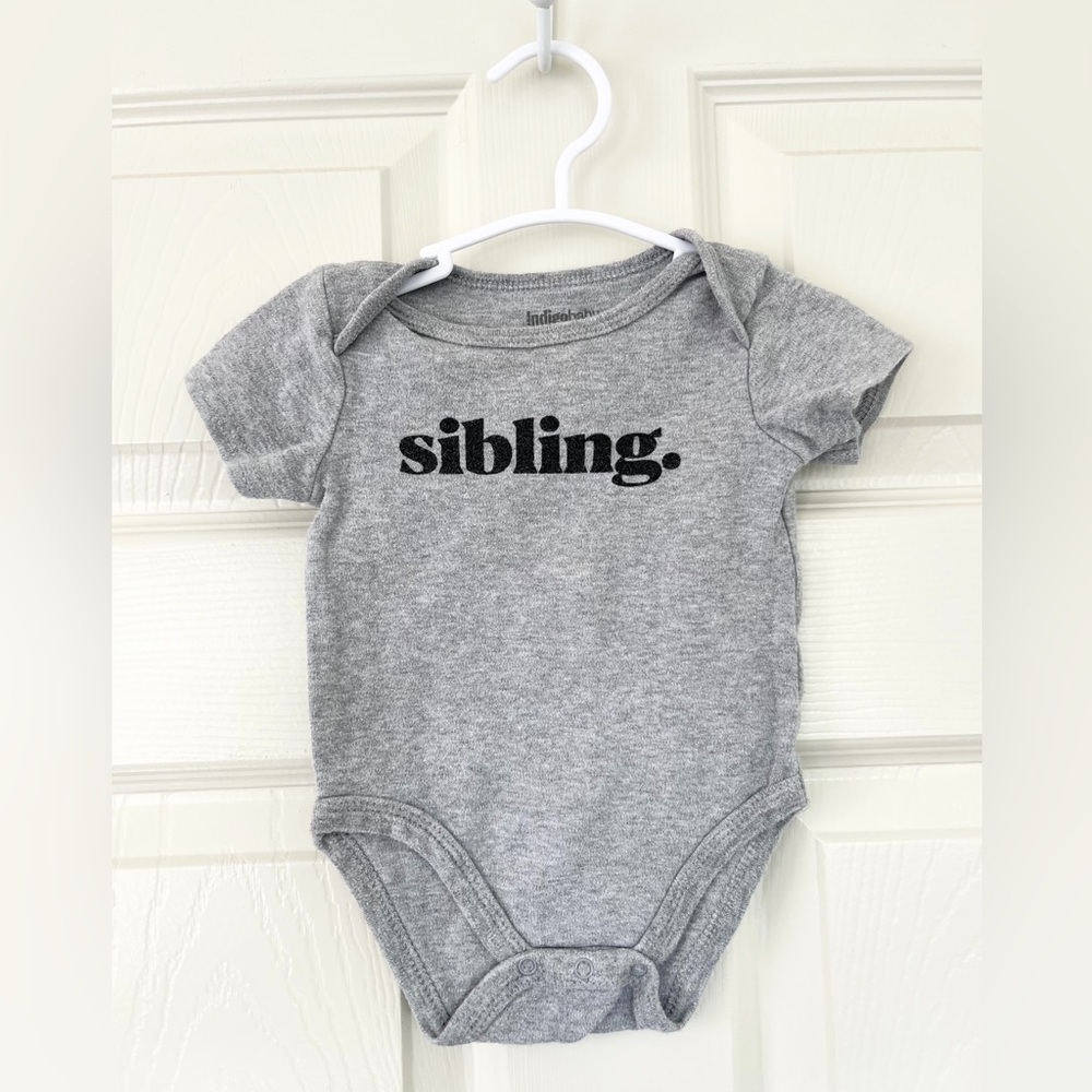 Indigo Gray Bodysuit with Sibling Print